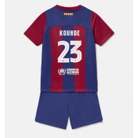 Barcelona Jules Kounde #23 Heimtrikotsatz Kinder 2023-24 Kurzarm (+ Kurze Hosen)